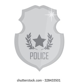 Vector illustration silver police badge. Police badge icon 