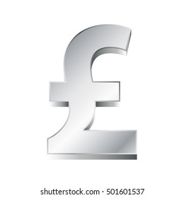 Vector Illustration Of A Silver Pound Sign On White Background. EPS