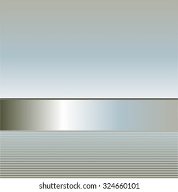 Vector illustration of Silver ribbon on a silver background with stripes