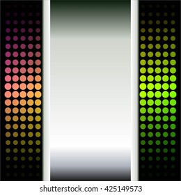 Vector illustration of Silver ribbon on a bright glowing abstract background.
