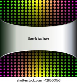 Vector illustration of Silver ribbon with text on a bright, abstract background.