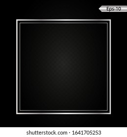 Vector illustration of a silver rim. silver gradient frames with light. Silver shiny frames isolated on a transparent background. Luxurious realistic borders.