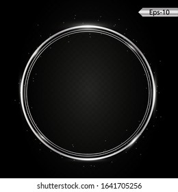 Vector illustration of a silver rim. silver gradient frames with light. Silver shiny frames isolated on a transparent background. Luxurious realistic borders.