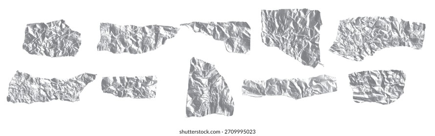 Ilustración vectorial de gráficas de textura de lámina arrugada plateada
