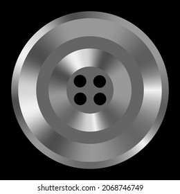 Vector illustration of a silver sewing button. Silver metal 4 hole sewing button.