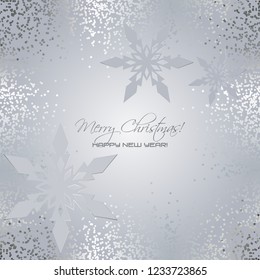 Vector illustration of Silver snow and snowflakes