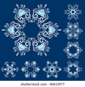Vector illustration - silver snowflakes set