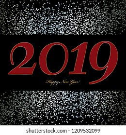 Vector illustration of Silver sparkles on a black background. 2019 New Year