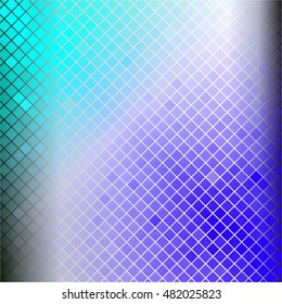 Vector illustration of Silver squares in blue and turquoise background. Abstraction.
