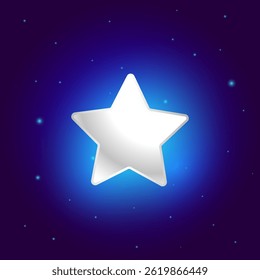 Vector illustration of silver star with blue bokeh background