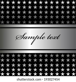 Vector illustration of Silver star on black background, silver background