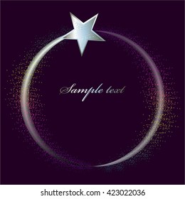 Vector illustration of Silver star on a black background wint bright sparkles.