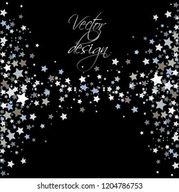Vector illustration of Silver stars on a black background. Vector design