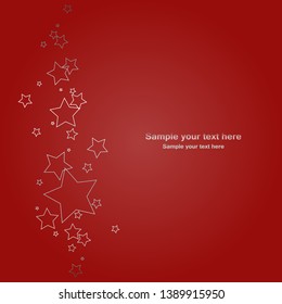 Vector illustration of Silver stars on a red background.