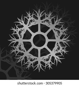 Vector illustration of silver wheel metallic ornament