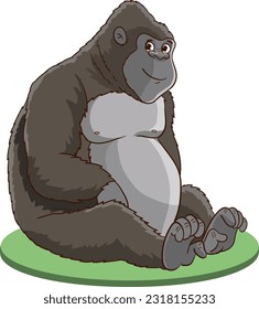 vector illustration of silverback gorilla.isolated drawing on white background