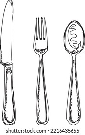 vector illustration of silverware knife, fork, spoon