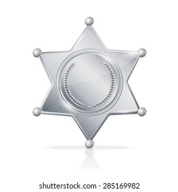 Vector Illustration Silvery Sheriff Badge Star Empty