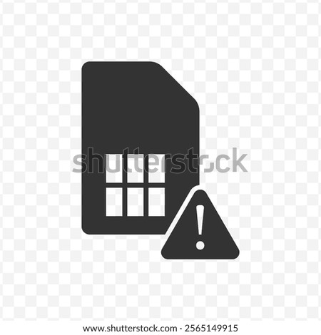 Vector illustration of sim card error icon in dark color and transparent background(PNG).