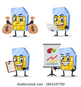 vector illustration of sim card mascot or character collection set with business theme