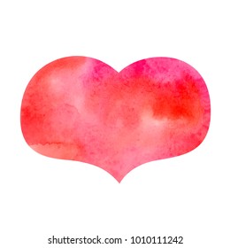 Vector illustration: simbolic pink heart icon with watercolor texture isolated on white background for Valentine's Day decoration.