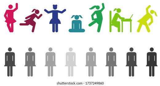 Vector Illustration Of Similar Unified Women And Unique Female Personalities For Women Support Issues