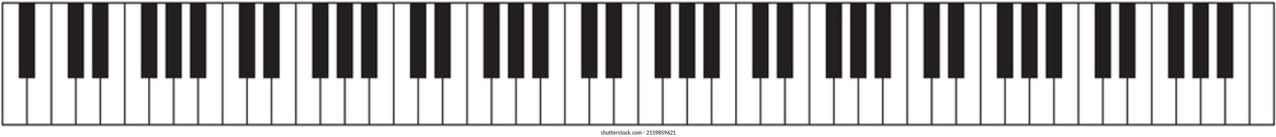 Ilustración vectorial del teclado sencillo de piano de 88 teclas