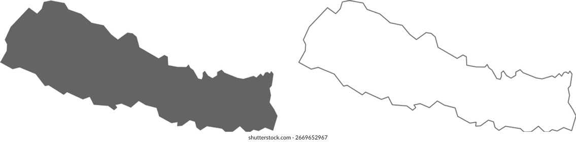 vector illustration of simple abstract map of Nepal