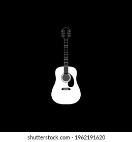 ilustración vectorial de guitarra acústica simple, negro y blanco.