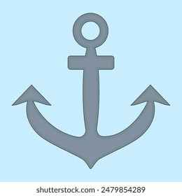 Vector illustration of a simple anchor on a light blue background. Perfect for nautical, maritime, and sea-themed designs.