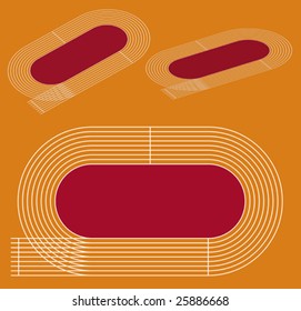 Vector illustration of simple athletics stadium sketch with two perspectives.