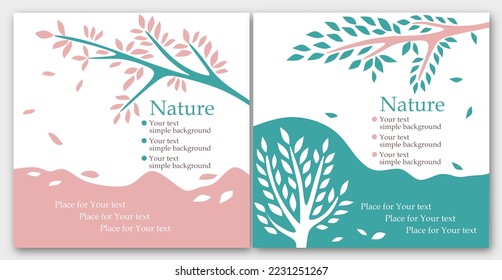 Vector illustration. Simple background, floral design, pink, green colors. Packaging design, eco style, natural