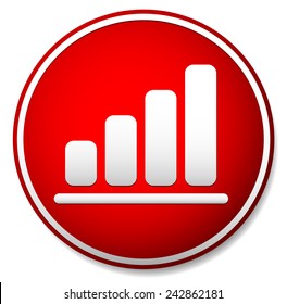 Vector illustration of a simple bar chart, bar graph icon in dark red