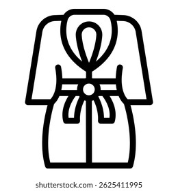 Vektorgrafik eines einfachen Bademantel-Symbols in schwarz-weißem Umriss, geeignet für Zeichen oder Logos
