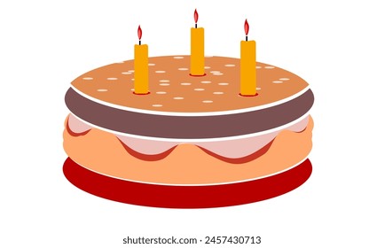 Ilustración vectorial de un diseño simple de torta de cumpleaños