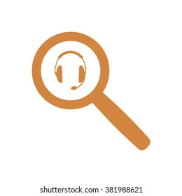 Vector illustration of simple black gray headphones with microphone on white background