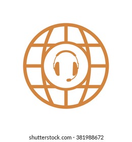 Vector illustration of simple black gray headphones with microphone on white background