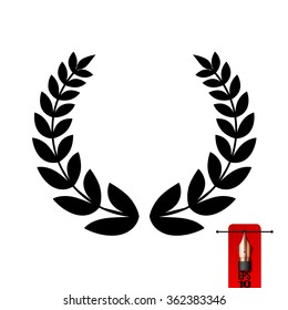 Vector illustration of simple black Laurel Wreath element isolated on white