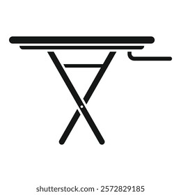 Vector illustration of a simple black silhouette of a collapsible ironing board, isolated on white