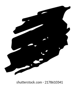 Vector illustration. Simple black sloppy Blot isolated on white. Hand drawn Splat of Ink. Grungy Effect. Perfect for poster, banner, collage, cards.