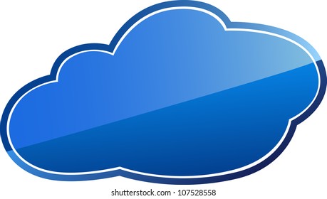 Vector illustration of a simple blue glossy cloud icon. Gradients used