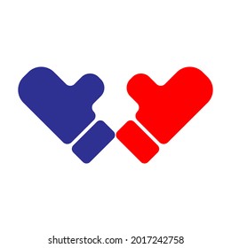 vector illustration of simple blue and red color two hands thumbs up in a circle, memorial day, remember and honor, appreciation of services, independence together. icon.