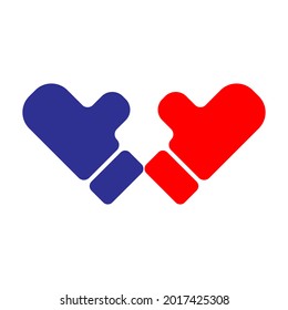 vector illustration of simple blue and red color two hands thumbs up in a circle, memorial day, remember and honor, appreciation of services, independence together. icon.