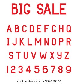 Vector Illustration of Simple bold font in red for Design, Website, Background, Banner. Classical Alphabet Element Template for Original Lettering and Flyers. Use for Your own phrase and text