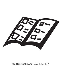 Vector illustratie van een eenvoudig boek icoon ontwerp met rommelige afbeelding. Zwart en wit.