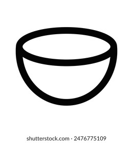 Vector illustration of a simple bowl icon in black and white, suitable for kitchen and cooking designs. Editable stroke.