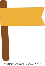 vector illustration of simple brown and yellow flag, outdoor activity icon symbol, isolated on transparent background