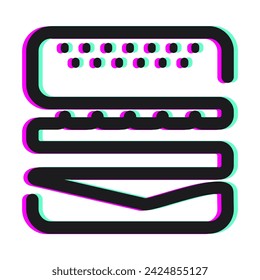 vector illustration of a simple burger icon with 3d glitch effect