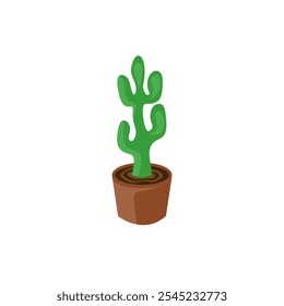 Ilustración vectorial de una simple planta de cactus en una maceta. Perfecto para ilustrar plantas de interior, decoración minimalista y diseños con temas de naturaleza.