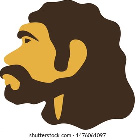 Vector illustration. Simple caveman head icon. Neardenthal or cro-magnon prehistoric man. svg